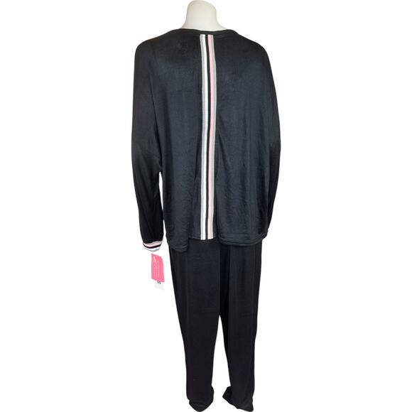 MUK LUKS Butterknit Crew Neck and Jogger Lounge Set Black 1X Comfort Pockets - Picture 13 of 16